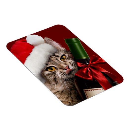 kerstkat met wijnflesje magneet (Rechterzijde)