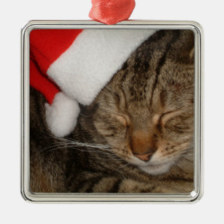 kerstkat metalen ornament