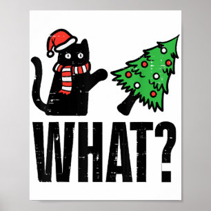 Kerstkat omverwerpende Kerstboom Grappig Poster