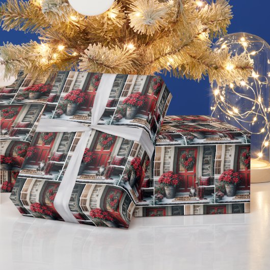 Kerstkat op de deurmat cadeaupapier (Feestdagen)