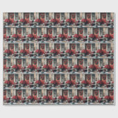 Kerstkat op de deurmat cadeaupapier (Vlak)