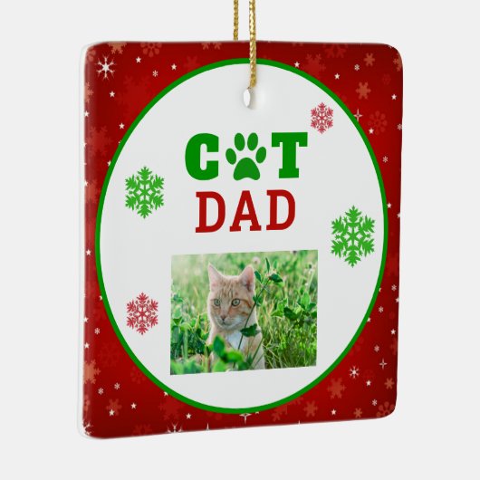 Kerstkat Papa Paw Print Snowflake Keramisch Ornament (Rechts)