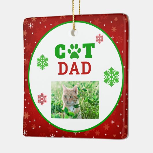 Kerstkat Papa Paw Print Snowflake Keramisch Ornament (Links)