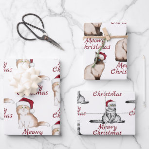 kerstkat-patroon inpakpapier vel