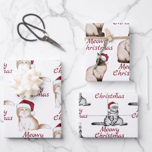 kerstkat-patroon inpakpapier vel (Voorkant)