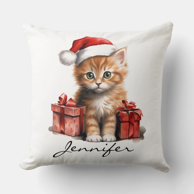 Kerstkat-piloot Kussen (Voorkant)