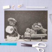 kerstkat Pulling a Sled of Cadeaus Tissuepapier (Craft)