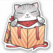 Kerstkat Purrfect Cadeaus Sticker (Voorkant)