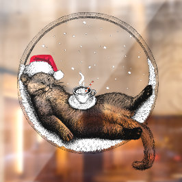 kerstkat raamsticker