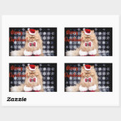 kerstkat rechthoekige sticker (Vel)