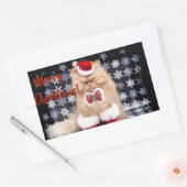 kerstkat rechthoekige sticker (Envelop)
