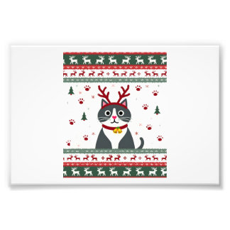 Kerstkat Rendier Verschrikkelijke Kerst Sweater T- Foto Afdruk