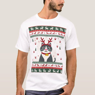 Kerstkat Rendier Verschrikkelijke Kersttrui T-Shir T-shirt