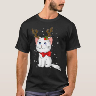 Kerstkat Rendierhoorns Voor Mannen Vrouwen Jongens T-shirt