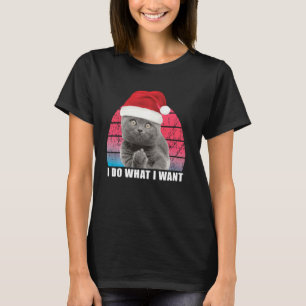 Kerstkat-retro Ik doe wat ik wil dat kat grappige T-shirt