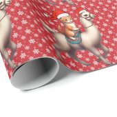Kerstkat rijdt op lama, Kerstlama en kitten Cadeaupapier (Rol Hoek)