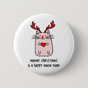 kerstkat ronde button 5,7 cm
