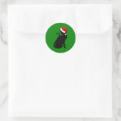 Kerstkat Ronde Sticker (Tas)