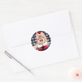 kerstkat ronde sticker (Envelop)