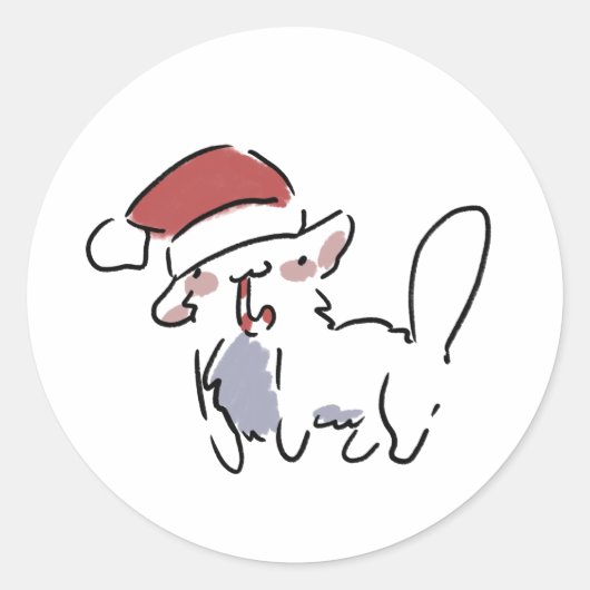 Kerstkat Ronde Sticker (Voorkant)
