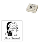 kerstkat 	rubberstempel (Gestempeld)