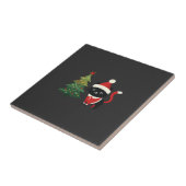 Kerstkat Santa Boom Vector Tegeltje (Zijkant)