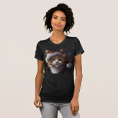 KERSTKAT SANTA HOED T-SHIRTS (Voorkant volledig)