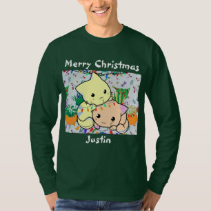 kerstkat schattig, persoonlijke tekst aanpassen t-shirt