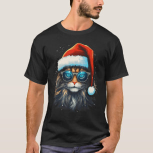 Kerstkat Sinterklaashoed en zonnebril Kerst Kitty T-shirt