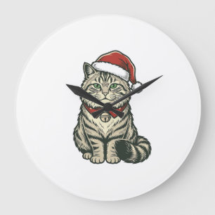 Kerstkat Sinterklaashoed Vintage Gravure Design_1 Grote Klok