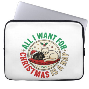 Kerstkat Slaap Vakantie Ontwerp Laptop Sleeve