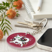 Kerstkat sleutelhanger (Rood) (Voorkant Rechts)
