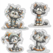 Kerstkat sticker (Voorkant)