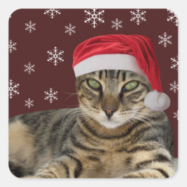 kerstkat-stickers vierkante sticker