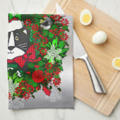 kerstkat theedoek (Quarter Fold)