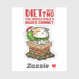 Kerstkat vast in schoorsteen sticker