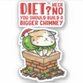 Kerstkat vast in schoorsteen sticker (Voorkant)