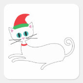 kerstkat vierkante sticker (Voorkant)