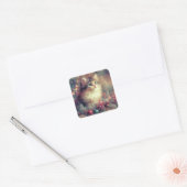 Kerstkat Vintage Vierkante Sticker (Envelop)