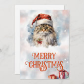 kerstkat-Waterverf Feestdagenkaart (Voorkant / Achterkant)