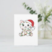 Kerstkat Winter Dieren Katten Feestdagenkaart (Staand voorkant)