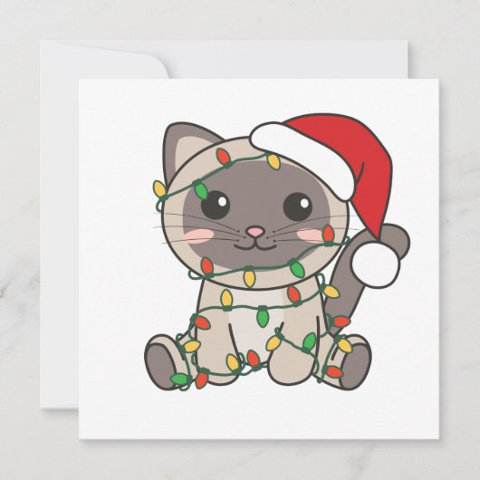 Kerstkat Winter Dieren Katten Kaart (Voorkant)
