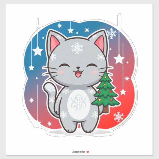🐱 Kerstkat Winterdecoratie Voor Kattenliefhebbers Sticker (Vel)