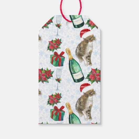 Kerstkat Winterviering Cadeaulabel (Voorkant)