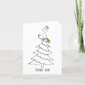 Kerstkat zegt dank je wel kaart