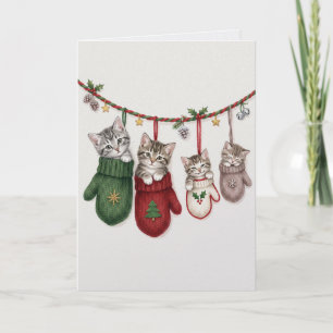 Kerstkatjes in vintage stijl Charmante kaart