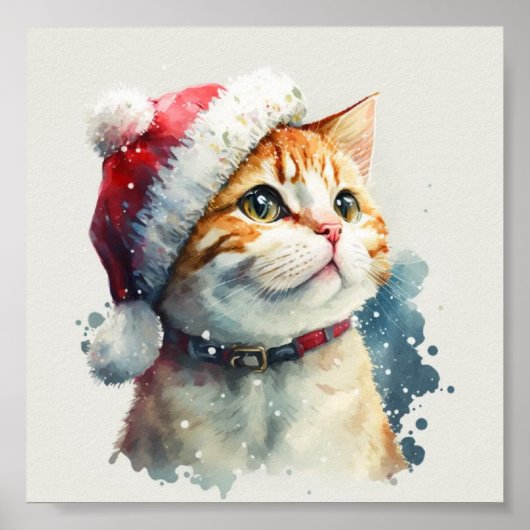 Kerstkatrood pet poster (Voorkant)
