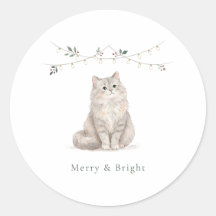 Kerstkatsticker 'Vrolijk en Helder'