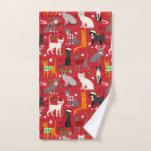 kerstkatten bad handdoek (Handdoek)