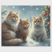 kerstkatten cadeaupapier (Vlak)